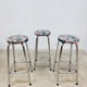 Set of 3 chrome tubular steel bar stools