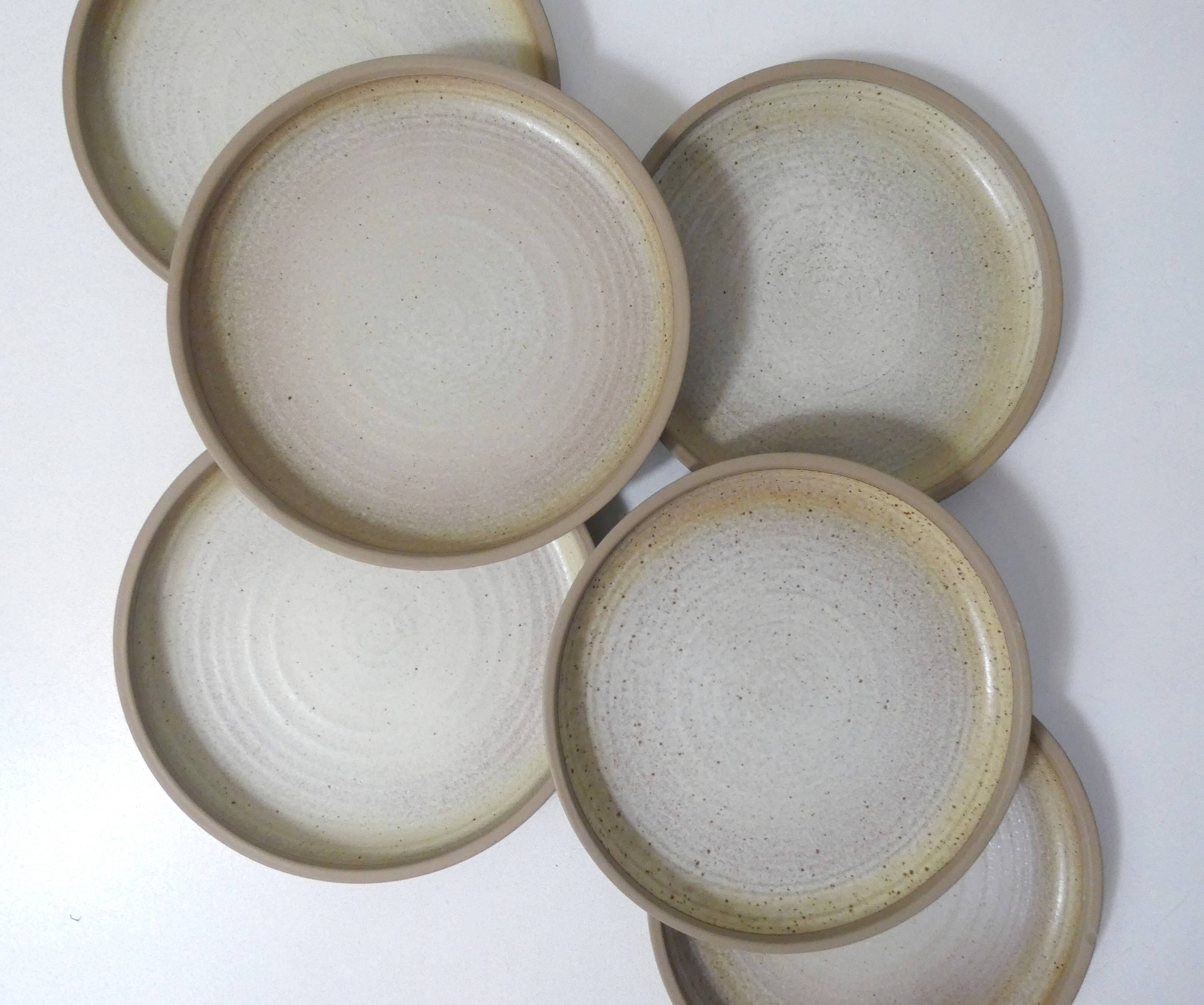 6 vintage stoneware dessert plates
