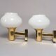 Pair of Vintage 1970s British Gold & Opaline Glass Wall Lamps / Sconces