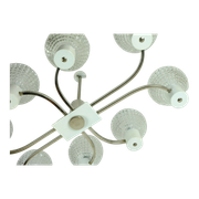1960s mid century HANGING LAMP chrome metal chandelier with 8 glass shades