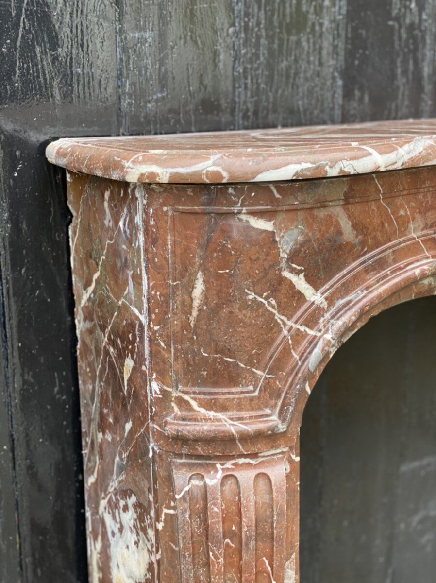 Fireplace Louis XV In Marble Of Rances XVIIIth Century