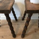 Paire de tabouret de traite en bois