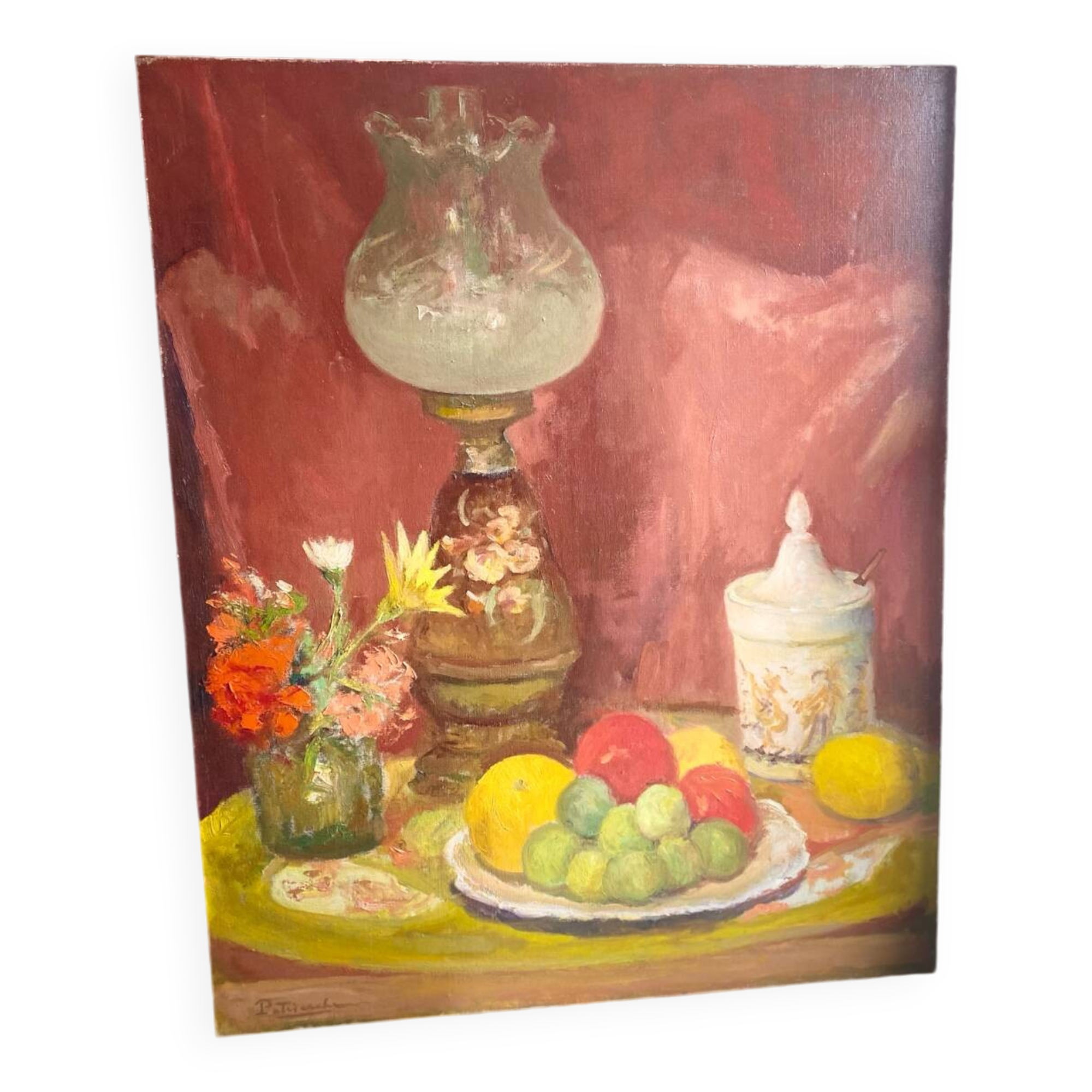 Old oil painting still life