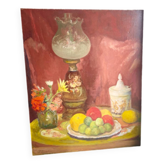 Old oil painting still life