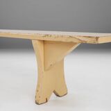 Rustic hand crafted Beige Wooden Bench, France, 1900s