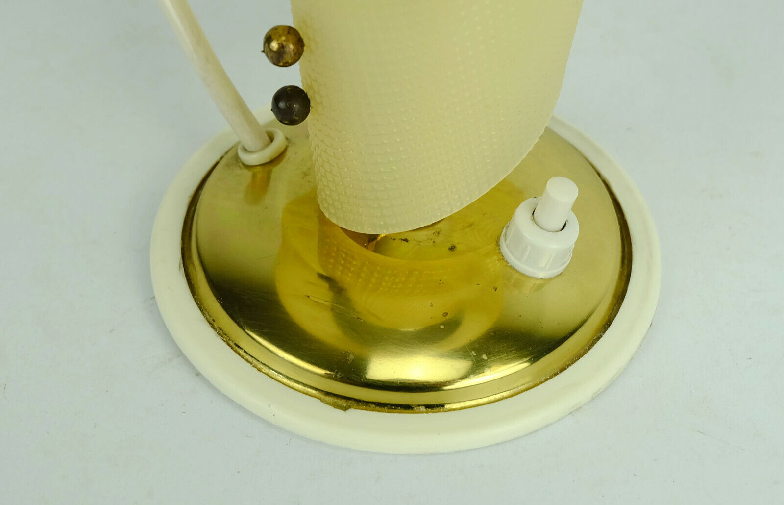 1950s mid century table lamp brass plastic