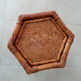 Vintage side table in bamboo and rattan 70s