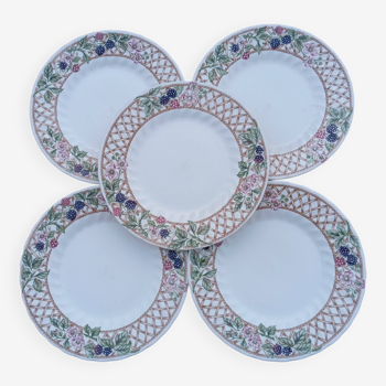 5 Churchill earthenware dessert plates The Chartwell Collection Blackberry Trellis, England