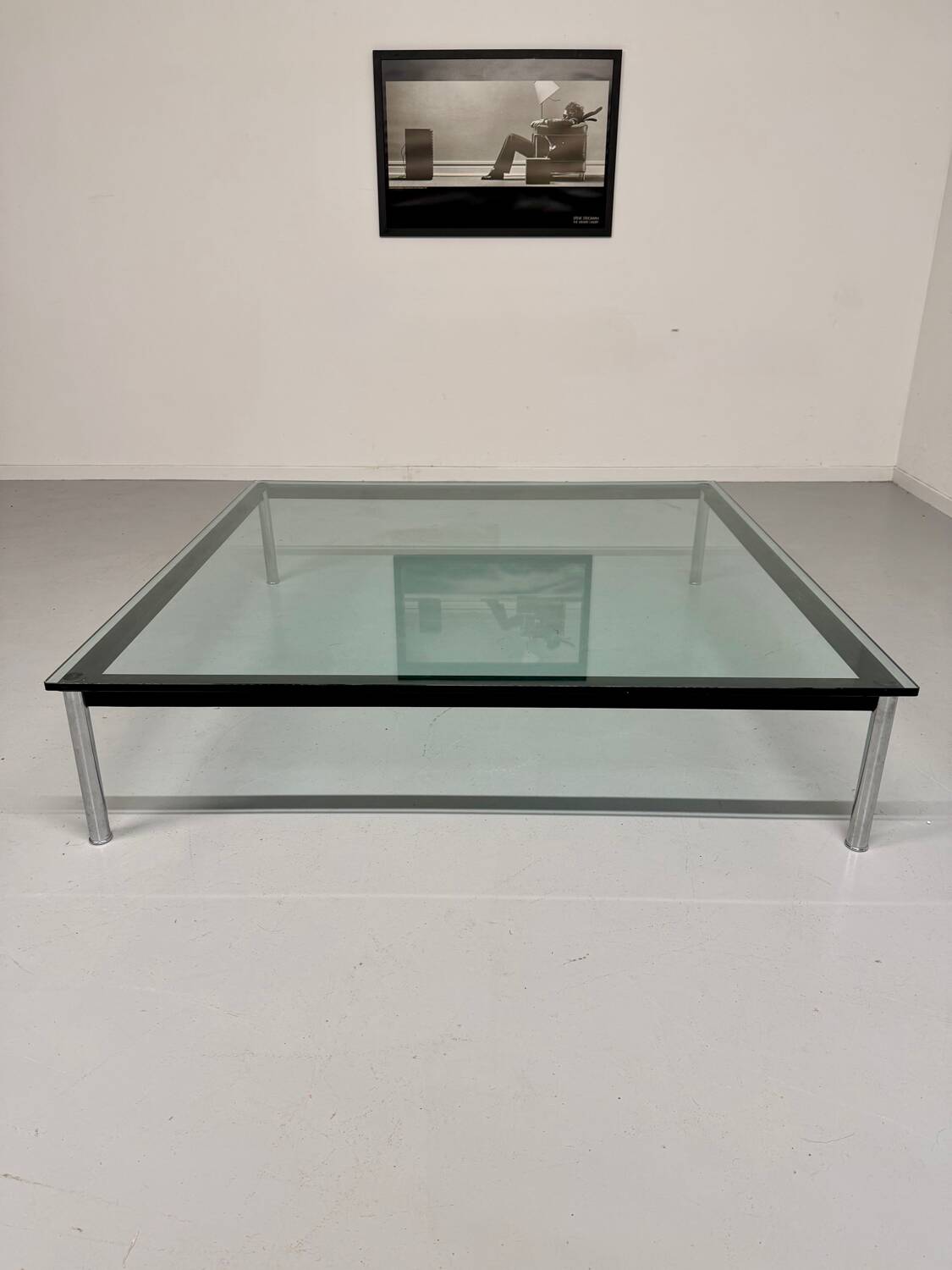 XXL coffee table LC10 design by Le Corbusier for Cassina, 1980s, glass.