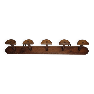 Wall coat rack in solid wood "half-moon" handmade, 75 cm