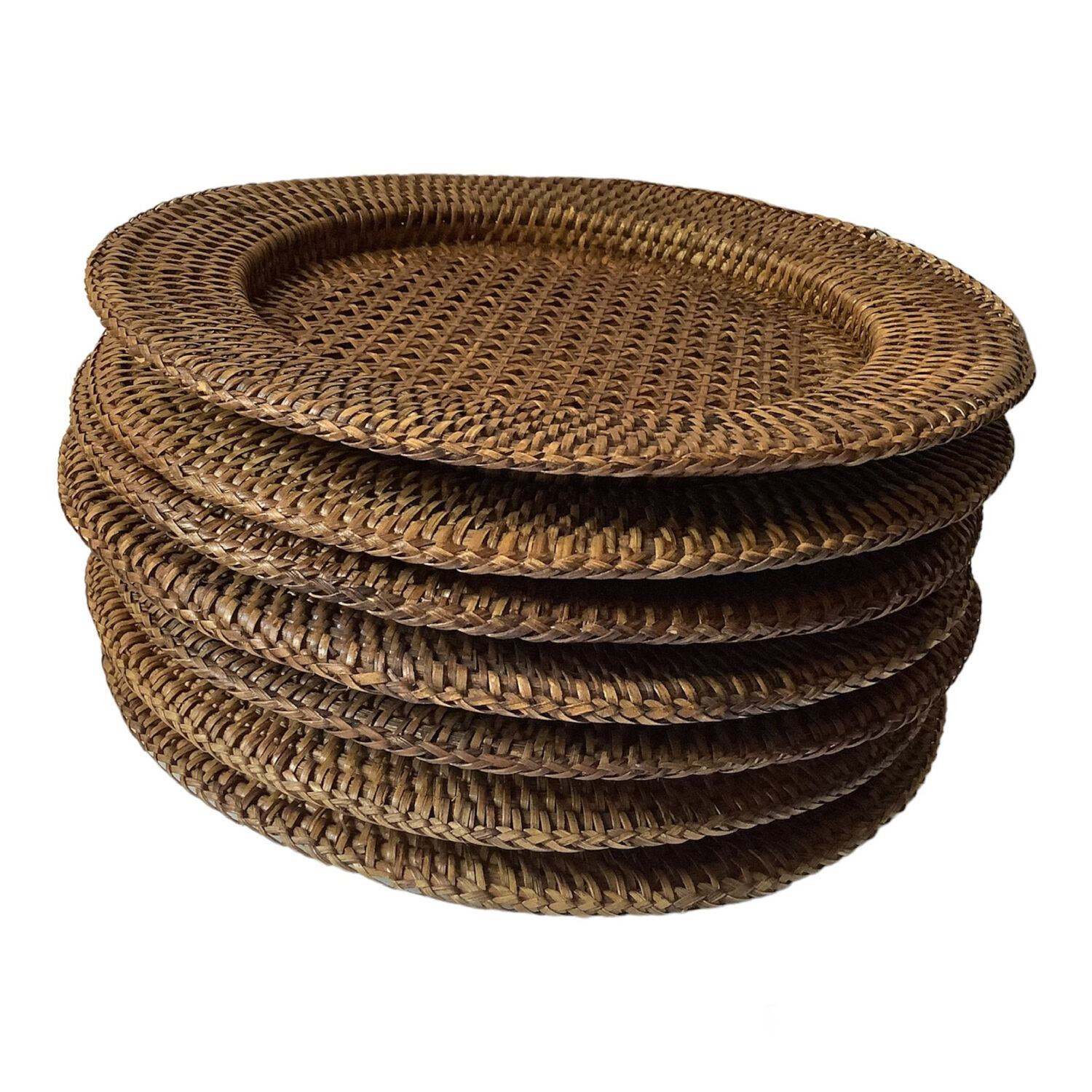 7 dessous d’assiettes cannage et rotin
