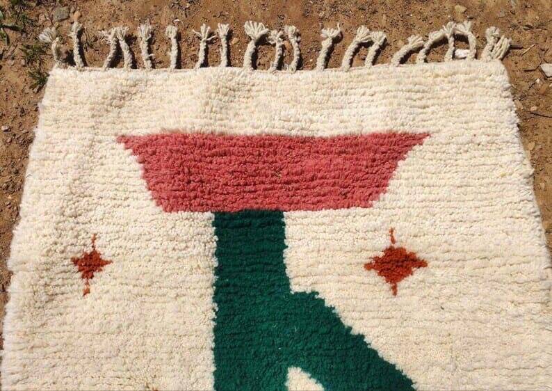 Handcrafted Beni Ouraine rug, size 200 x 300 cm, colorful patterns