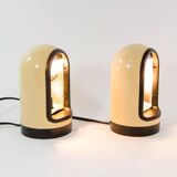 Table lamp and beige applique inside aluminum 70s