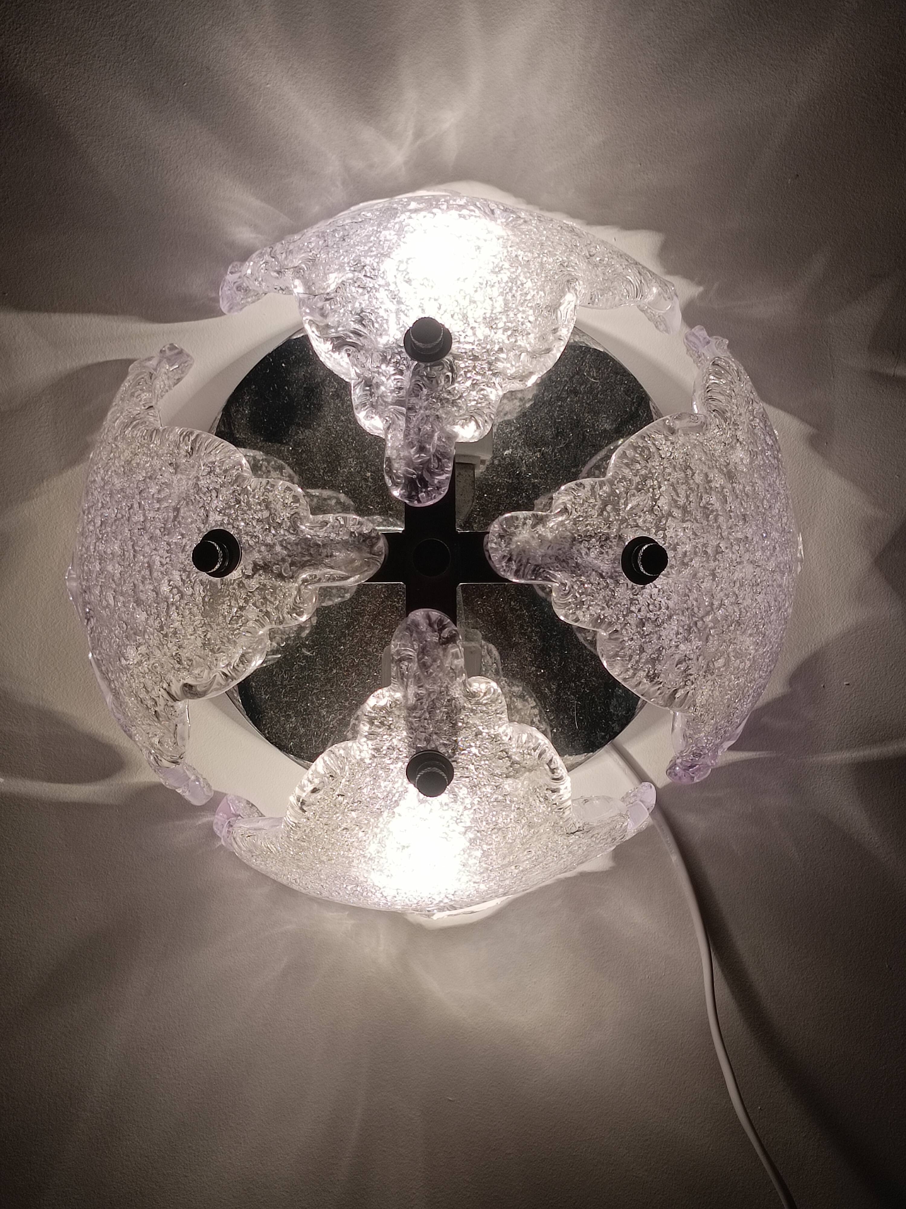 Murano ice glass wall light 1970s