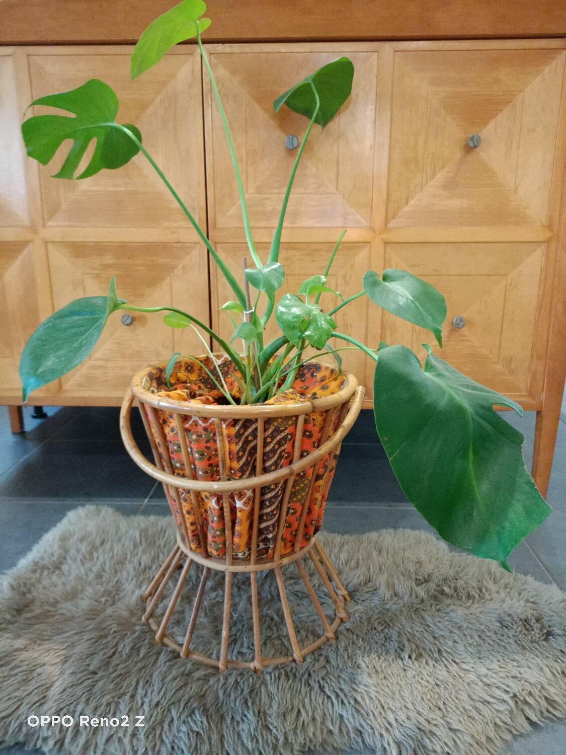 Travailleuse rotin vintage