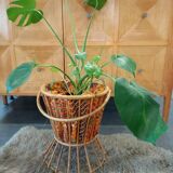 Travailleuse rotin vintage