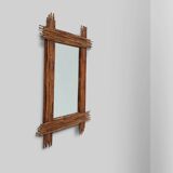 Large Vintage bamboo mirror with beveled mirror, France 1960s