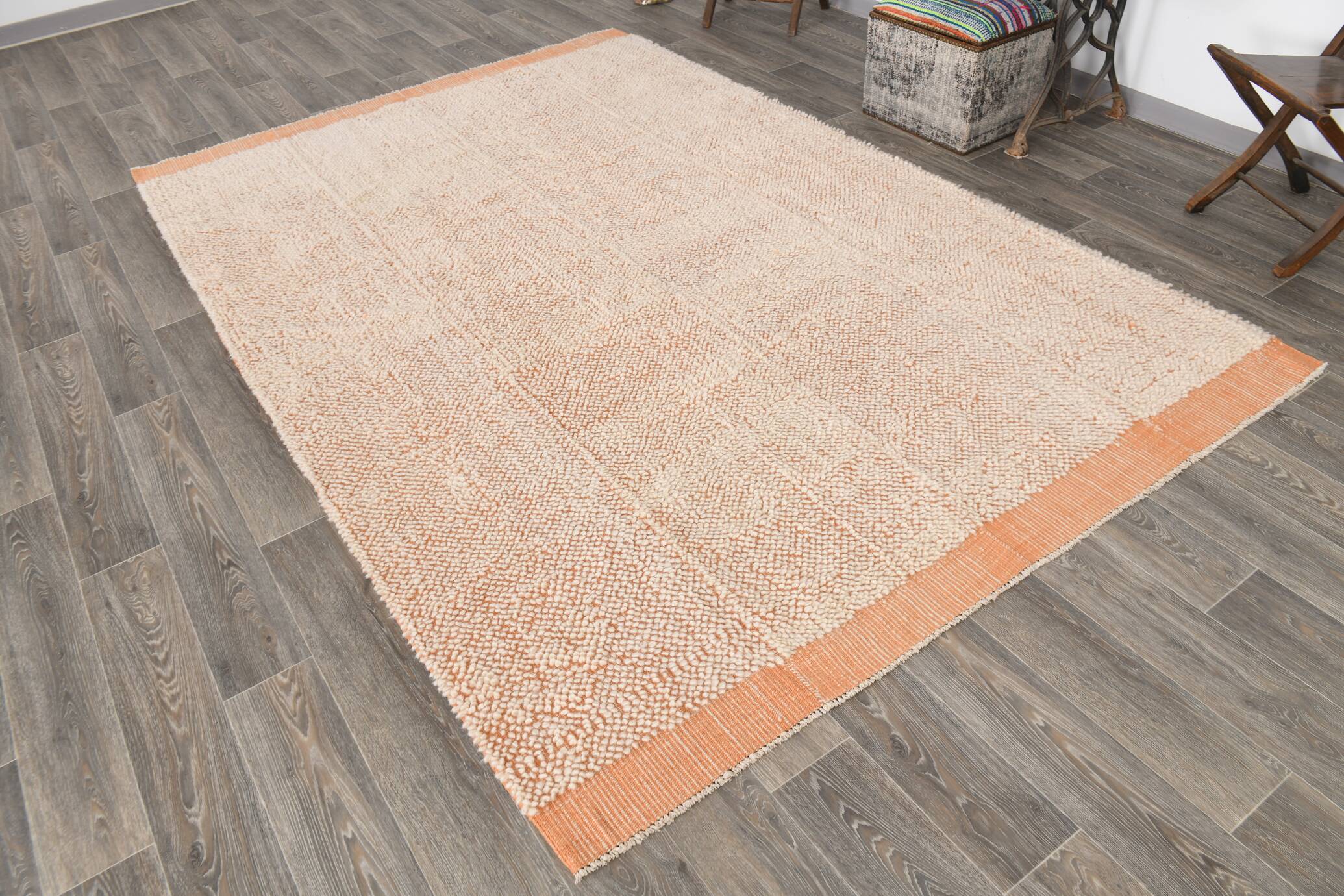 6x10 Rug For Living Room Soft Orange Vintage Rug, 200x307Cm SK 34952