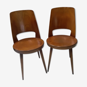 Paire de chaises de bistrot Baumann vintage modèle mondor années 1960