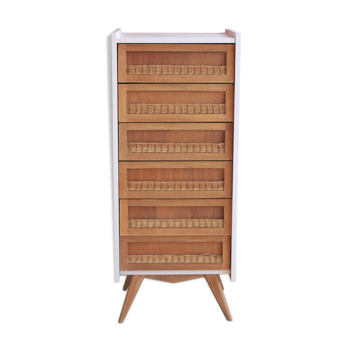 Vintage dresser rattan feet compass