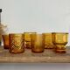 6 verres vintage ambre dépareillés