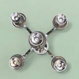 Antique large five-armed chrome-plated steel candlestick - 76cm