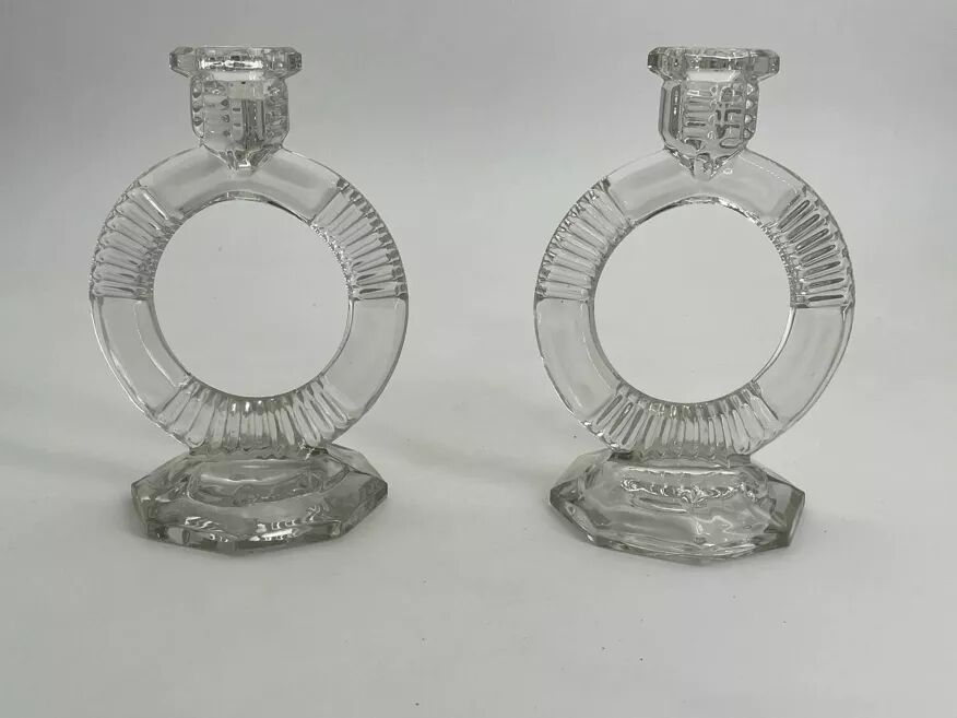 Pair of antique crystal candlesticks