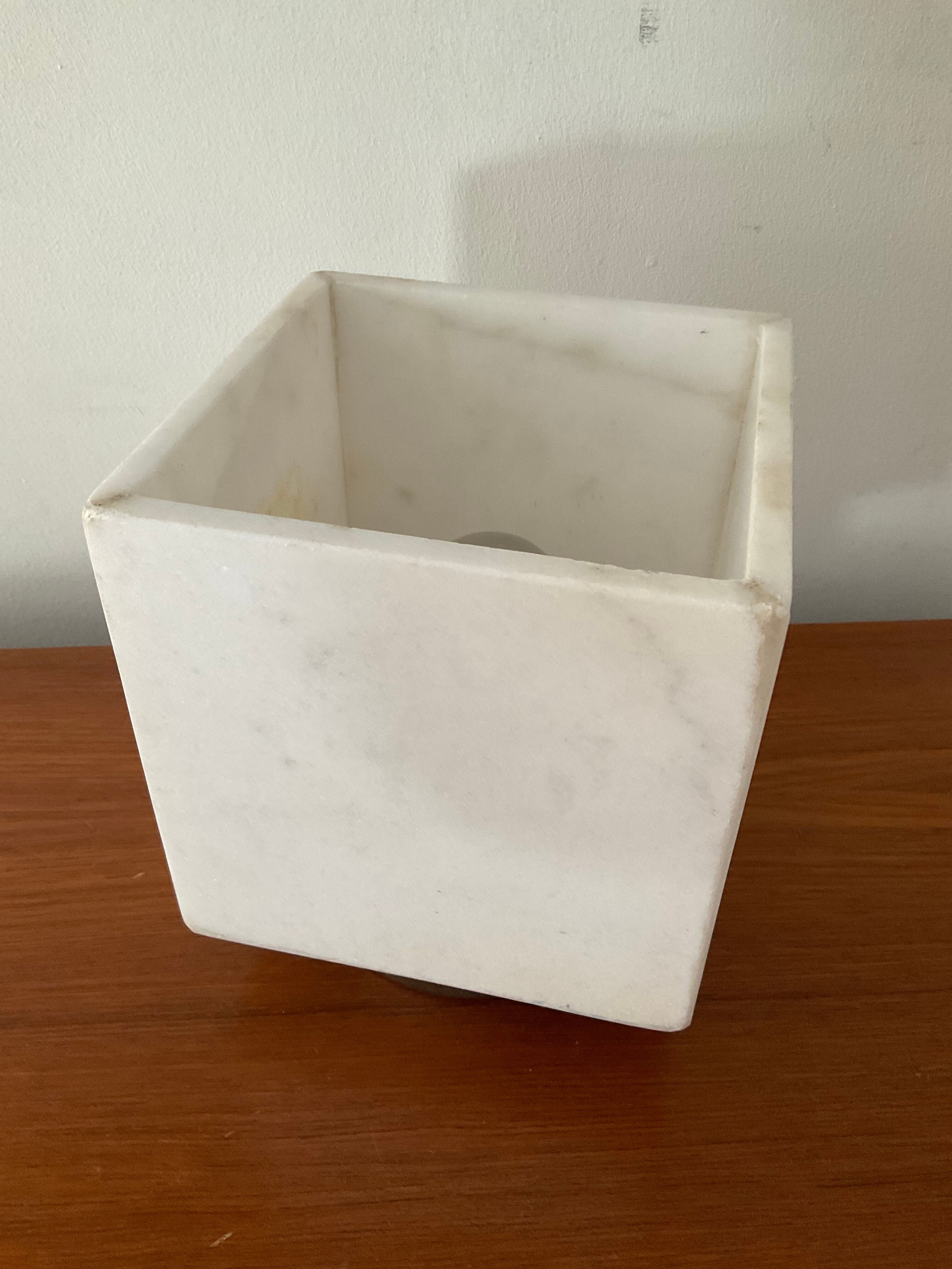 Vintage cube lamp in marble and chrome metal 70s