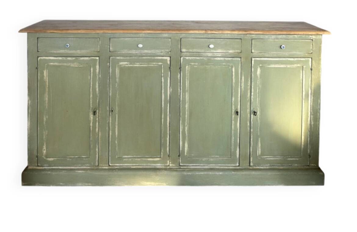 Ancien comptoir de mercerie – 4 portes, 4 tiroirs