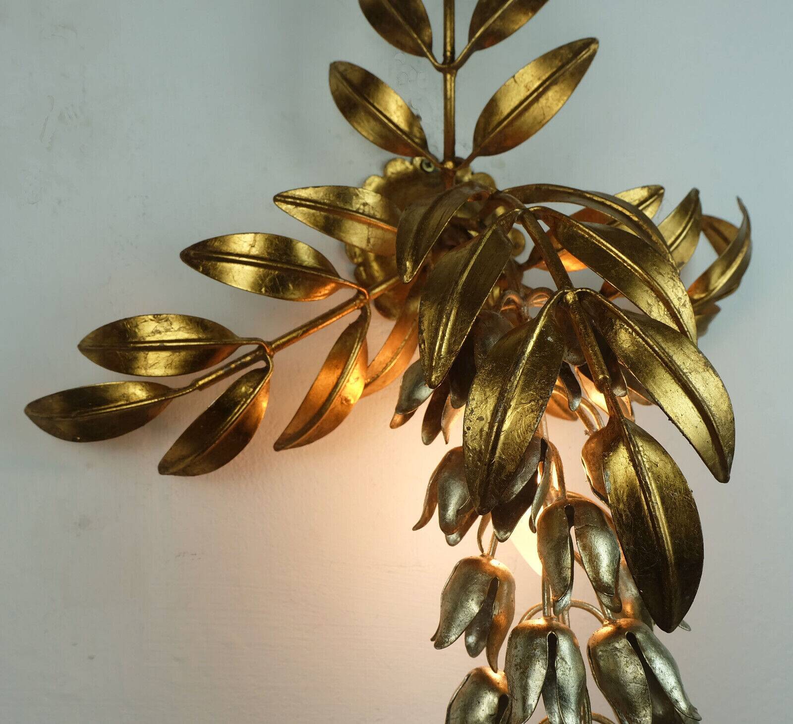Hans koegl vintage florentine wall lamp sconce metal pioggia d'oro hollywood regency style