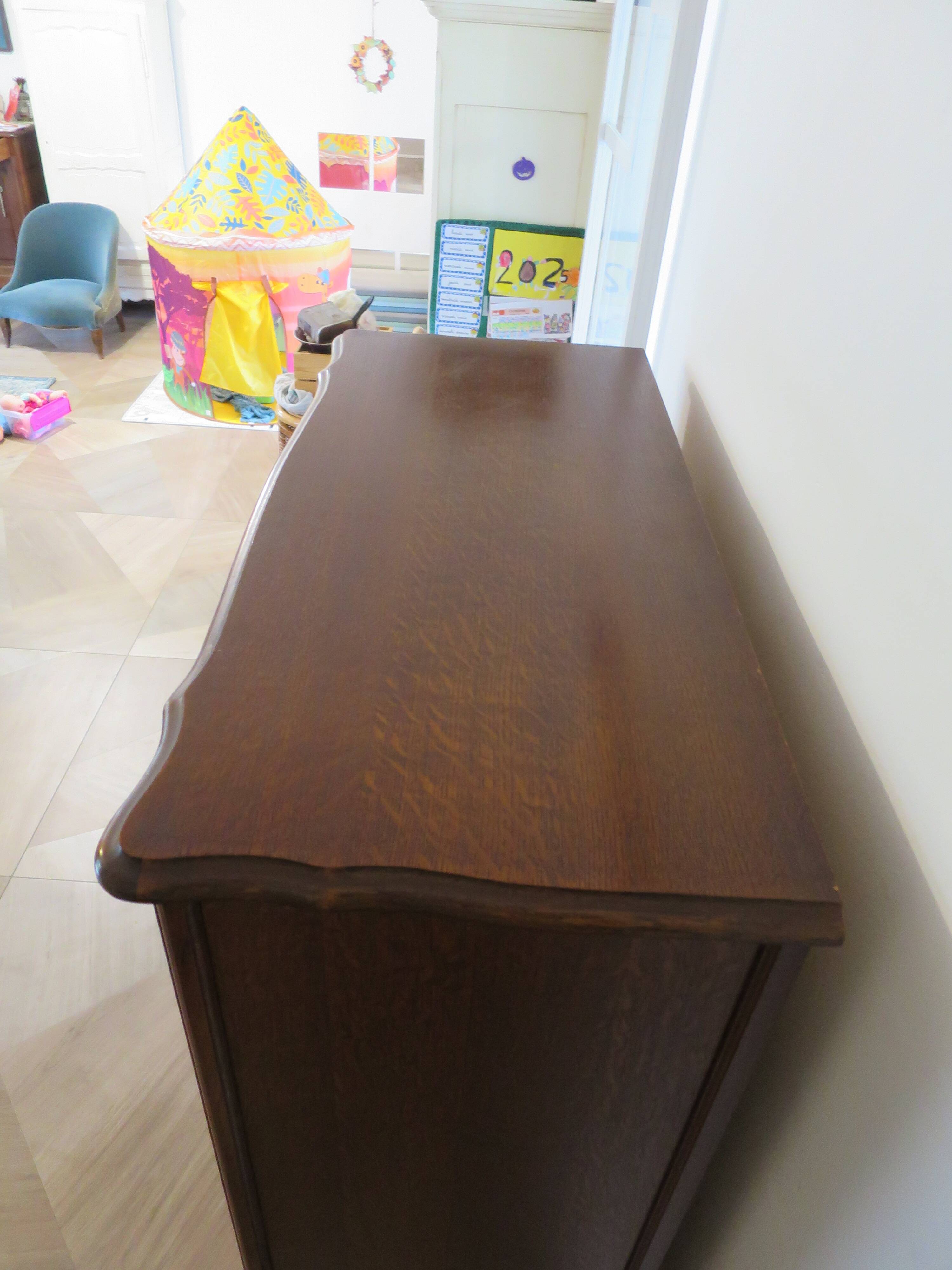 Double curtain cabinet - notary furniture - solid wood - 1970 - industrial style