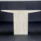Console in honed travertine by Claude Berraldacci