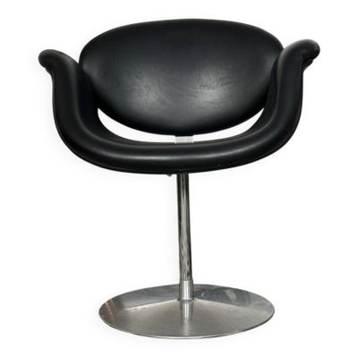 Fauteuil Tulip Pierre Paulin Artifort cuir noir