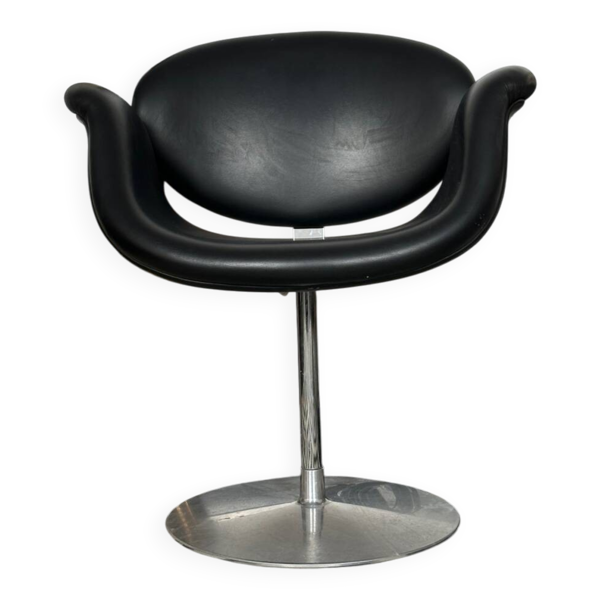 Fauteuil Tulip Pierre Paulin Artifort cuir noir