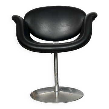 Fauteuil Tulip Pierre Paulin Artifort cuir noir