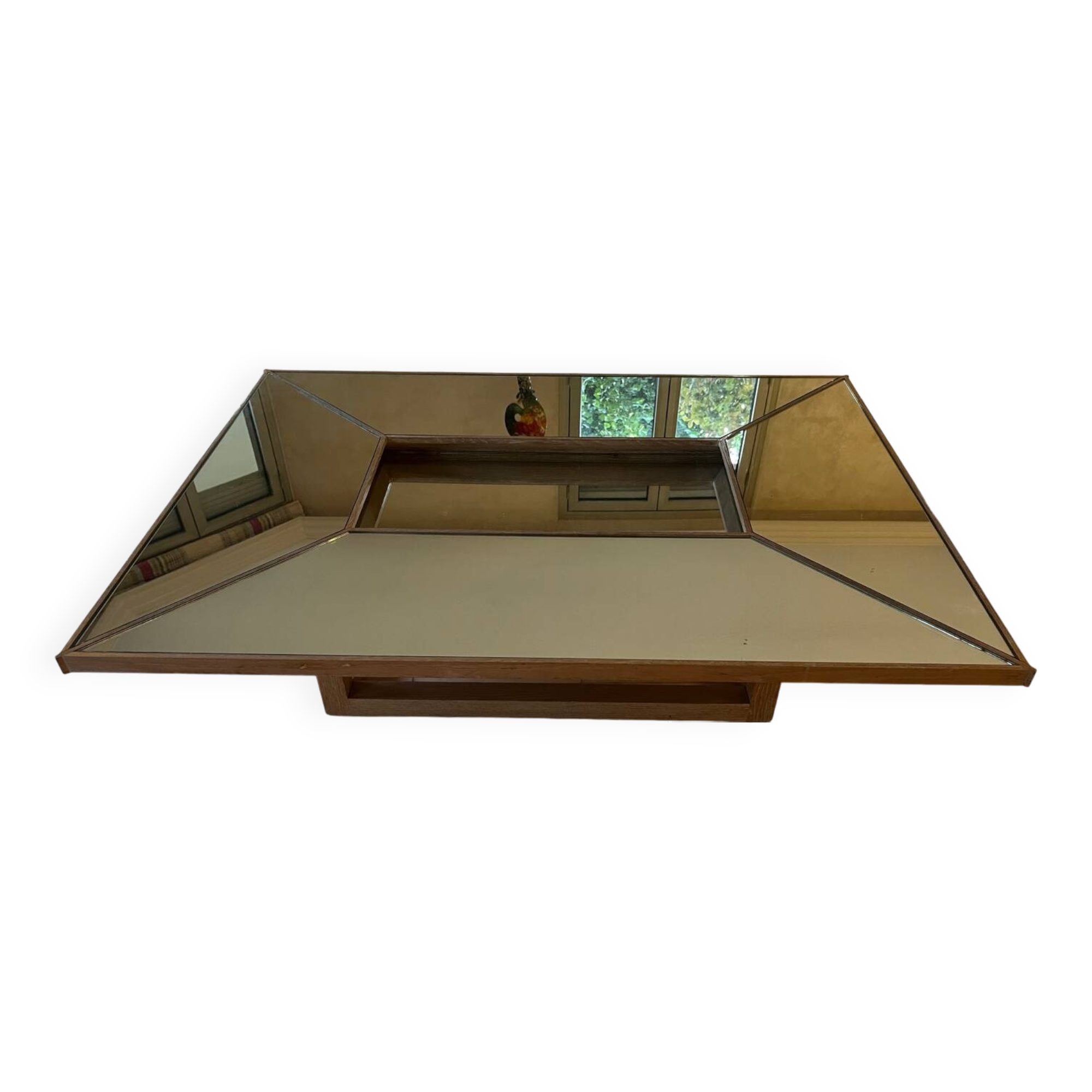 Oak and glass coffee table