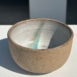 Small brown bowl inside blue and white