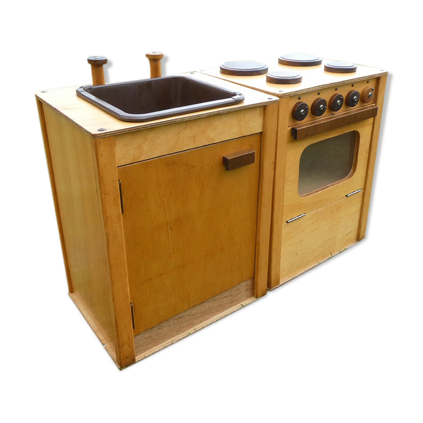 Vintage wooden children's school kitchen set