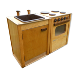 Vintage wooden children's school kitchen set