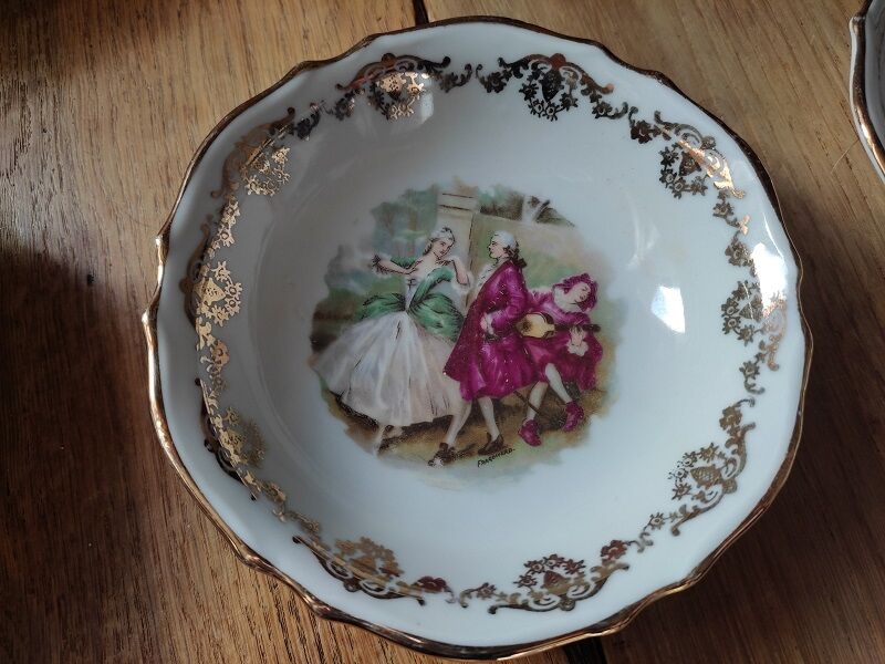 Cups Porcelain Limoge Dessert Bowl Liseré Golden Old Lot of 7