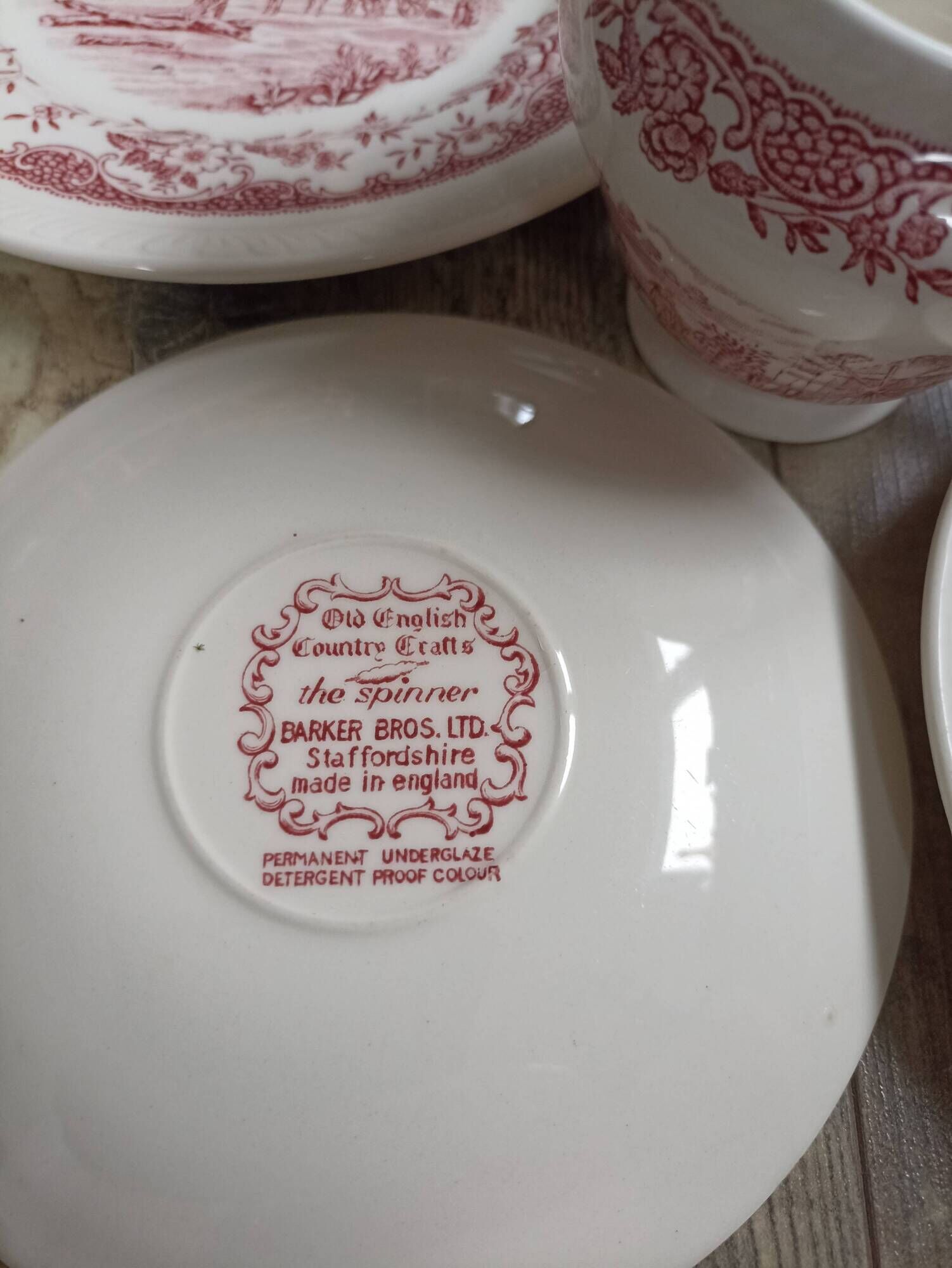 Staffordshire cups, saucers, plates and milk jar