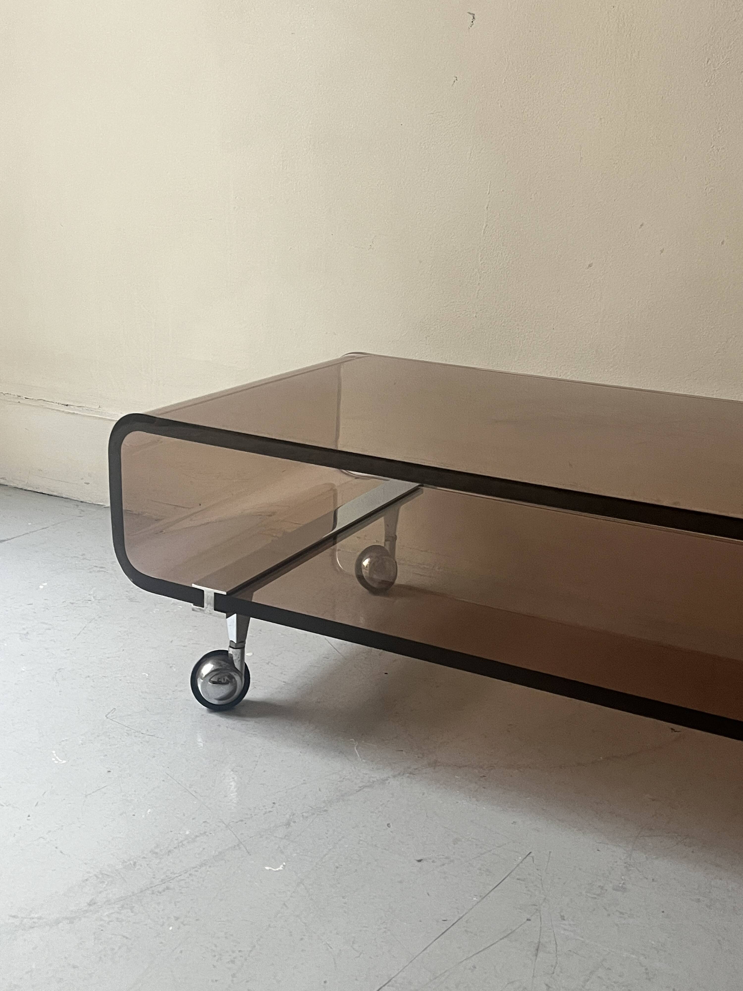 Michel Dumas Création - Smoked plexiglass coffee table for Roche Bobois 70