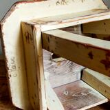 Workshop stool in antique patinated solid wood