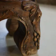 Antique French wooden plant stand with carved grape motifs