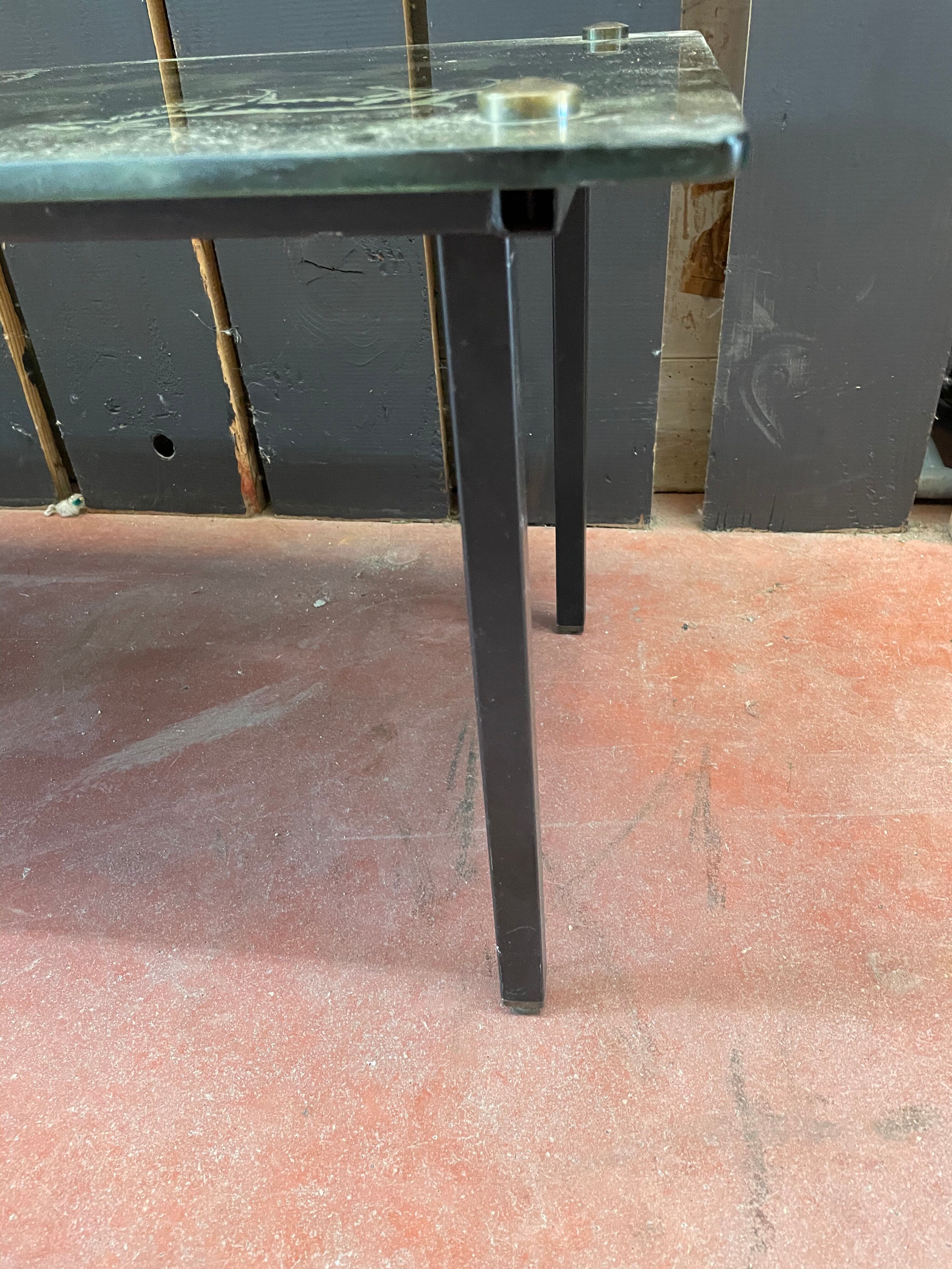 Iridescent glass coffee table signed Sasco.60