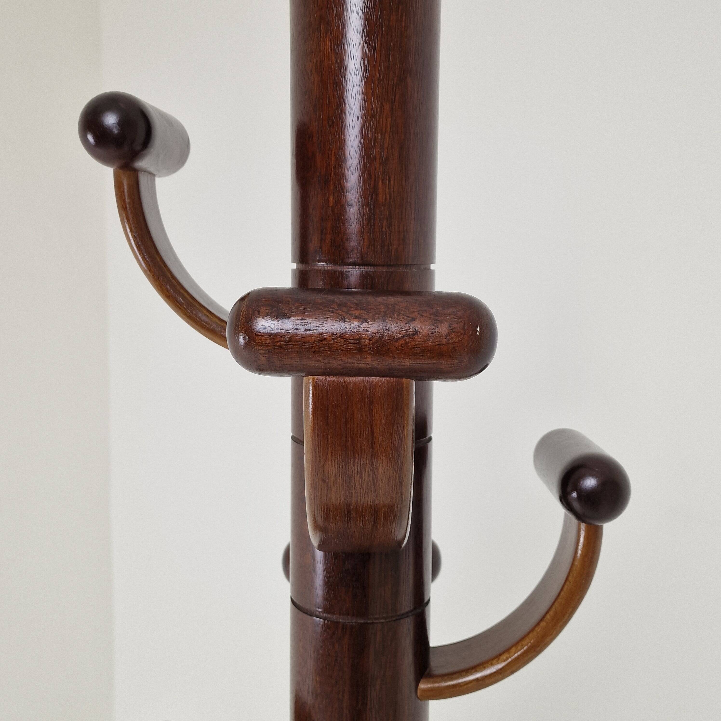 Italian Teak Wooden Coat Rack, 1980s