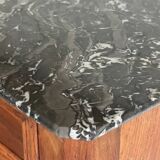 Antique bedside table in wood and marble