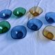 Vereco amber, blue and green glass cups set of 8