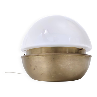 Lampe de table Space Age en verre opalin blanc de Murano et laiton, Italie
