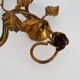 Pair of vintage wall lights with gold metal foliage flowers, 1960s